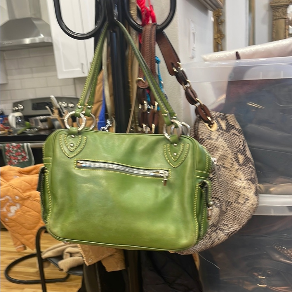 Marc Jacobs Green Shoulder Bag with Silver Accents